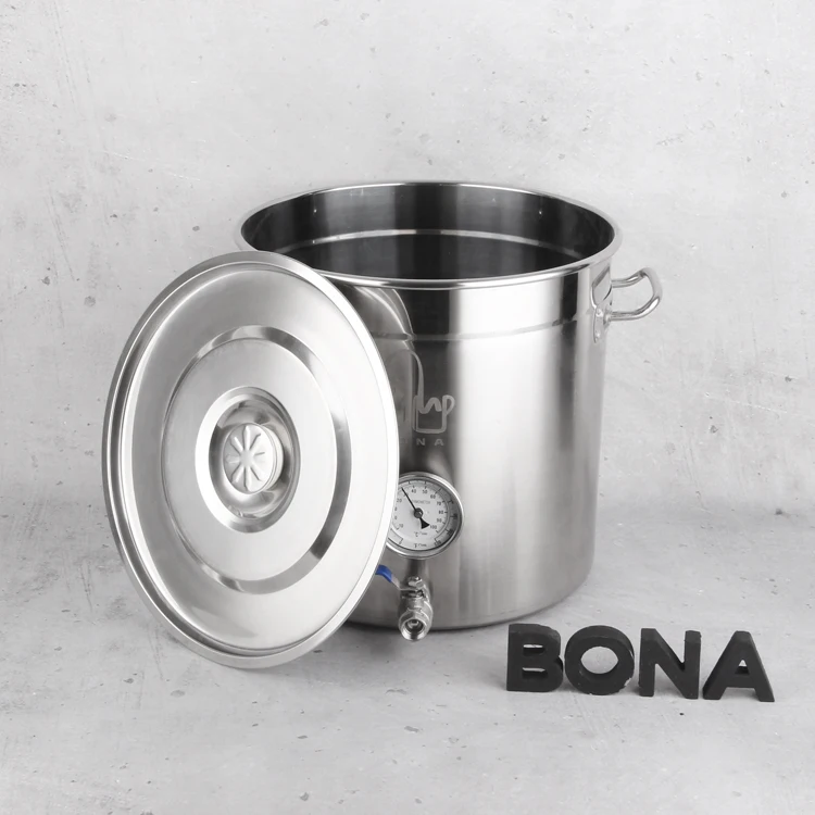 Large Capacity Induction Cooking Pot Stainless Steel Beer Brewing Equipment With Thermometer