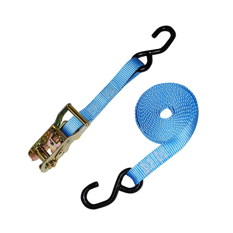 cargo 1in x 10ft lashing belt strap 600kg Working Load Ratchet Tie Down with S Hooks