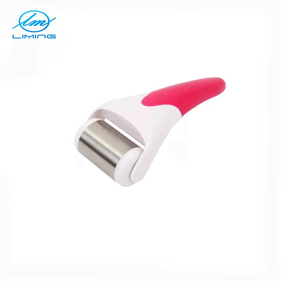 New popular Stainless Steel Leather Rolling ice roller skin face cool ice massager ice roller
