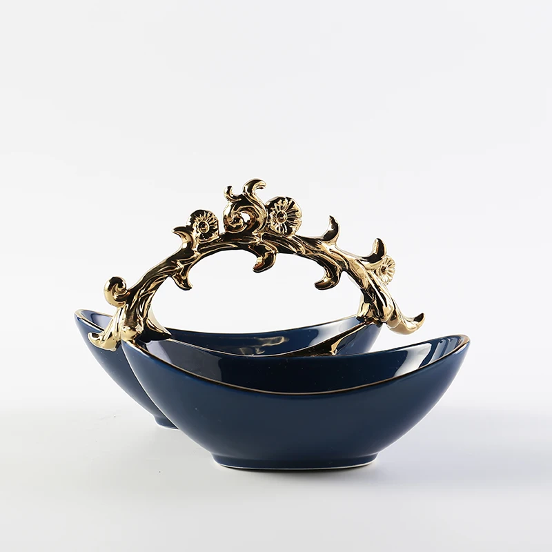 Ceramic baking bowl Nordic color creative restaurant fruit salad ceramic bowl tableware with handle