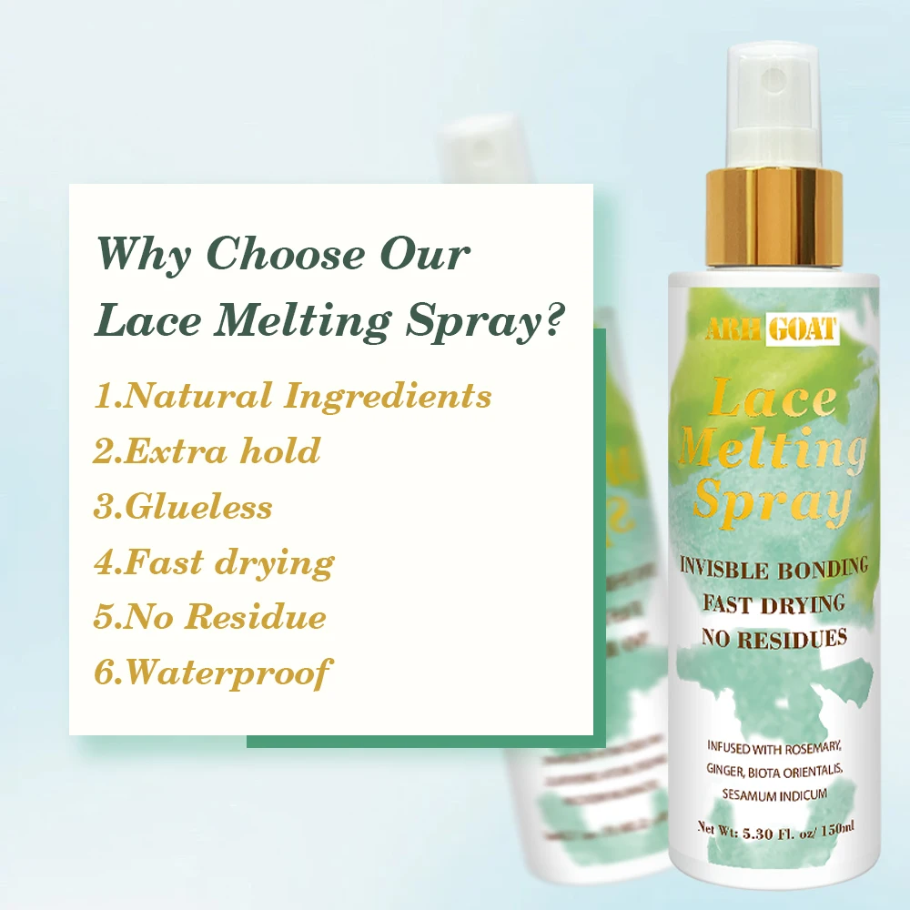 Private Label Lace Melting Spray Waterproof Adhesive Wig Glueless Spray with Natural Formula