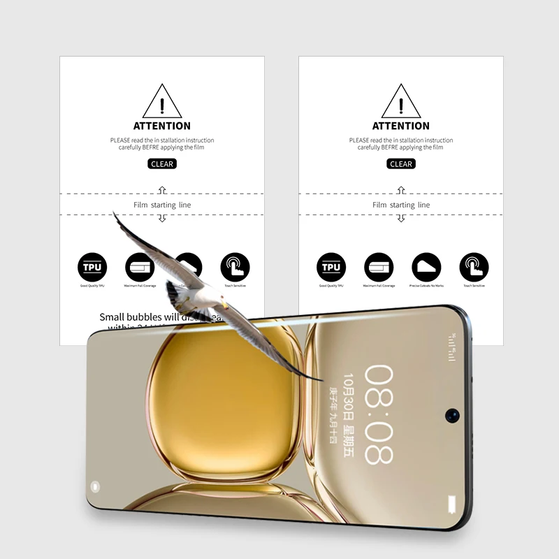 Wholesale hot selling high sensitivity tpu mobile hd super screen protectors for iphone/huawei/samsung