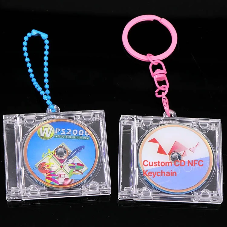 Huandao New Product Nfc Acrylic CD Keychain Free Design Cover Uv Printing Clear Anime Acrylic Keychain Standee Charm