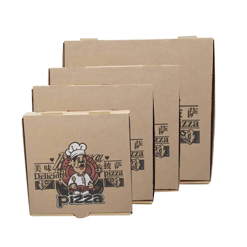 OEM printed 12 inch kraft paper food box pizza packaging box for take away