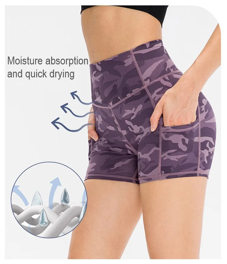 CPY11 Summer 2xl Nude Running Fitness High Waist Women Camo Leopard customization Plus Size Yoga Sweatpants Shorts With Pocket