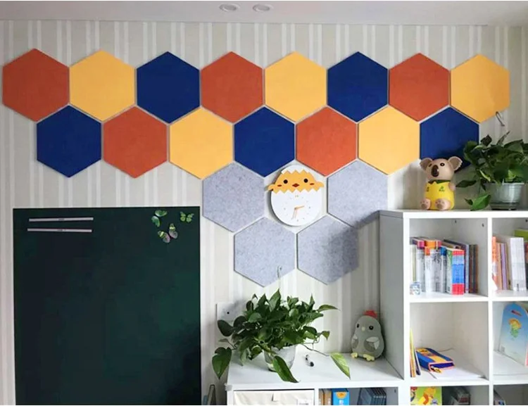 Cheap price 100% polyester hexagon acoustic sound felt panel for wall and ceil