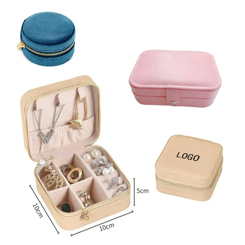 Spot hot style girl travel jewelry storage box flannel jewelry box leather jewelry box packaging