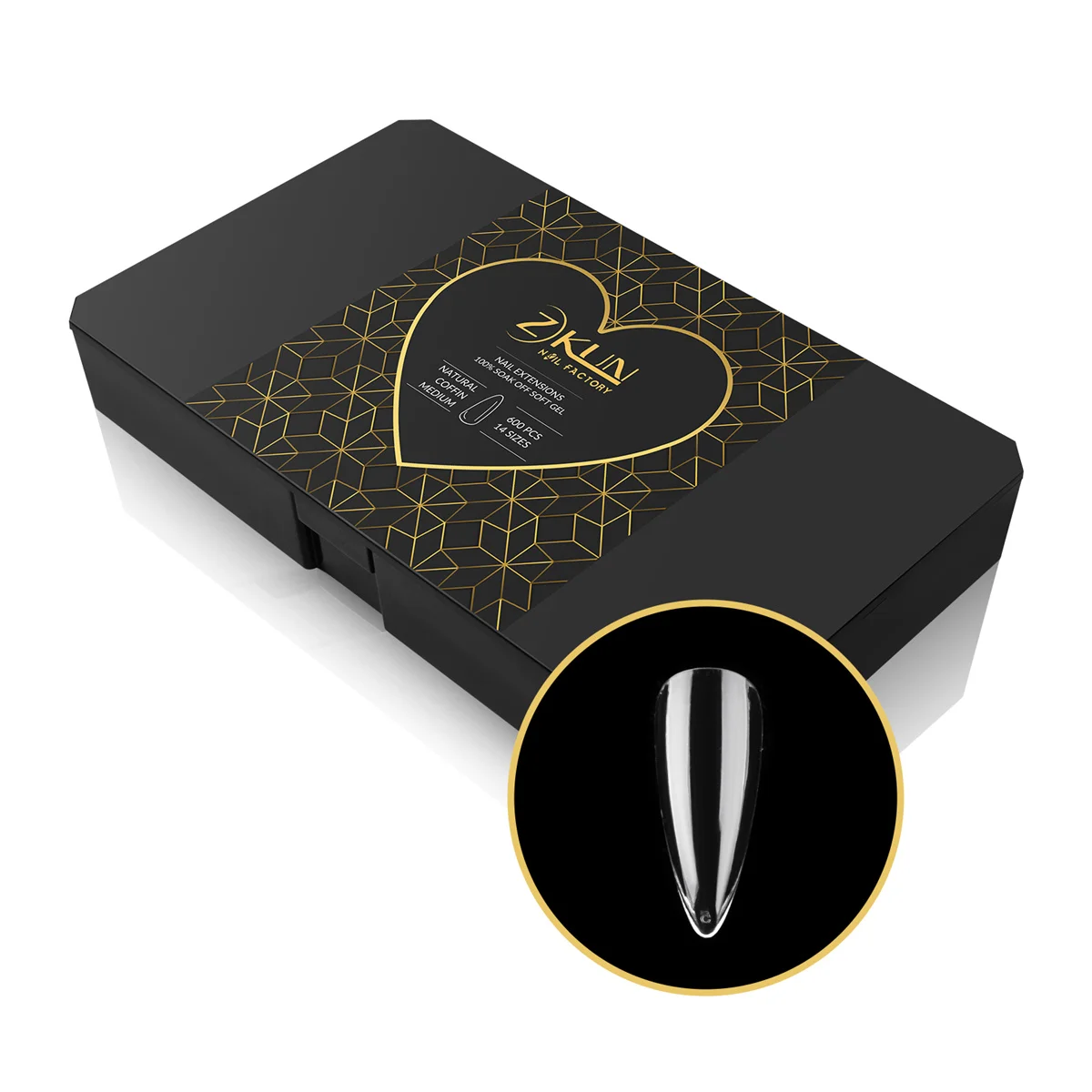 China Professional Manufacturer Wholesale Nail Tips Full Cover Round Coffin Almond Stiletto Nail Tips Extension 560pcs/Box