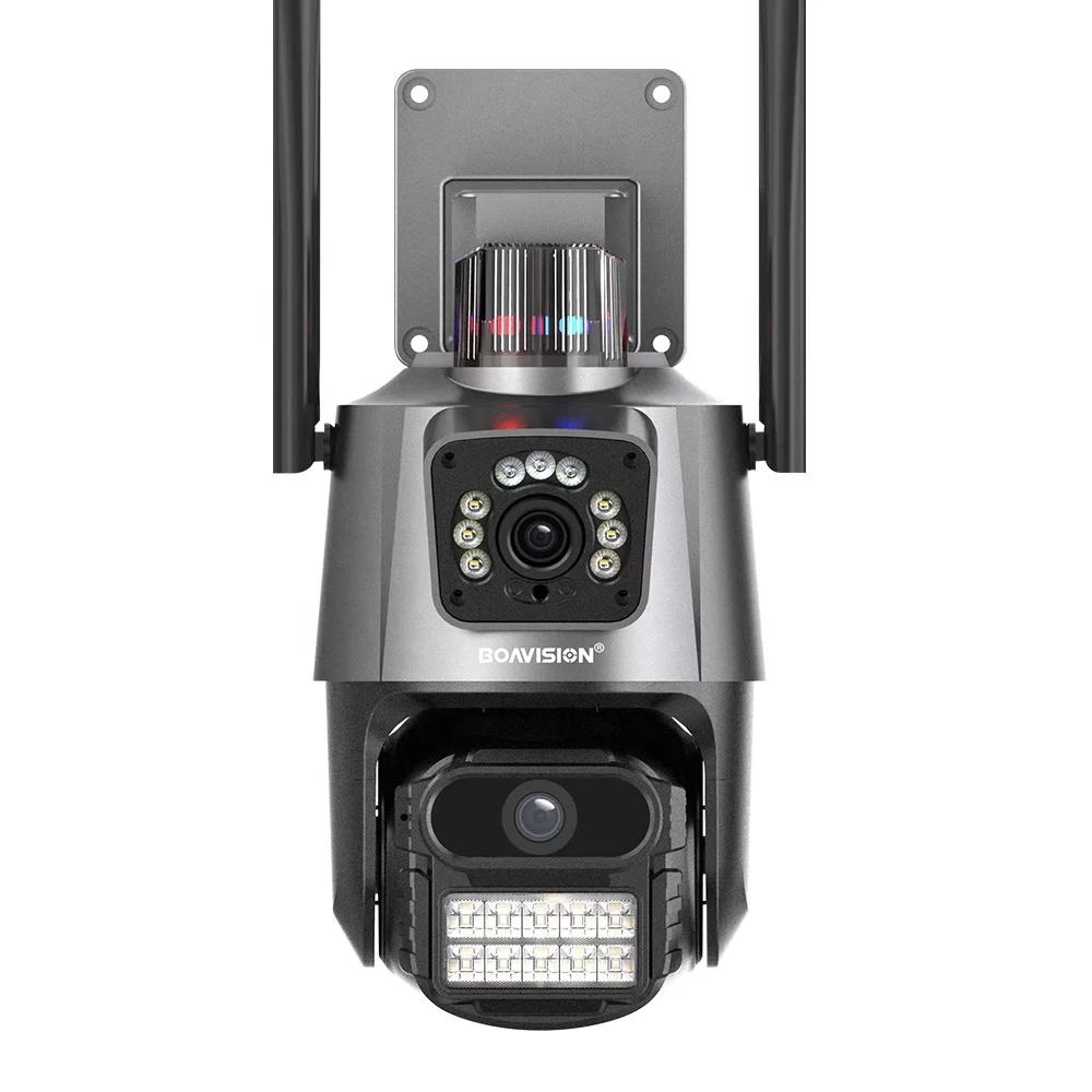 ICsee 4MP Wifi Camera Outdoor Dual-Lens Dual Screens AI Auto Tracking Support 2-Way Audio PTZ and Fixed-point Linkage Camera