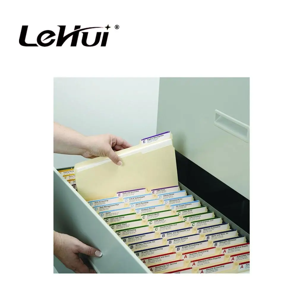 2023 popular 1/3-Cut Tab Letter Size Assorted Positions 100pcs  Per Box Buff Manila File Folder