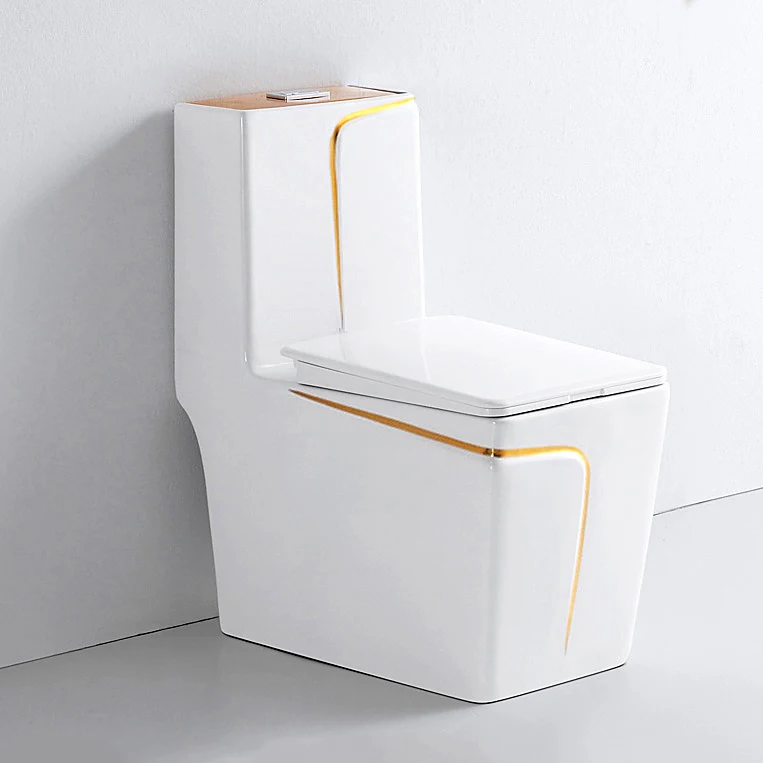 Luxury sanitary ware modern water closet bathroom commode toilet bowl ceramic white gold wc one piece toilet