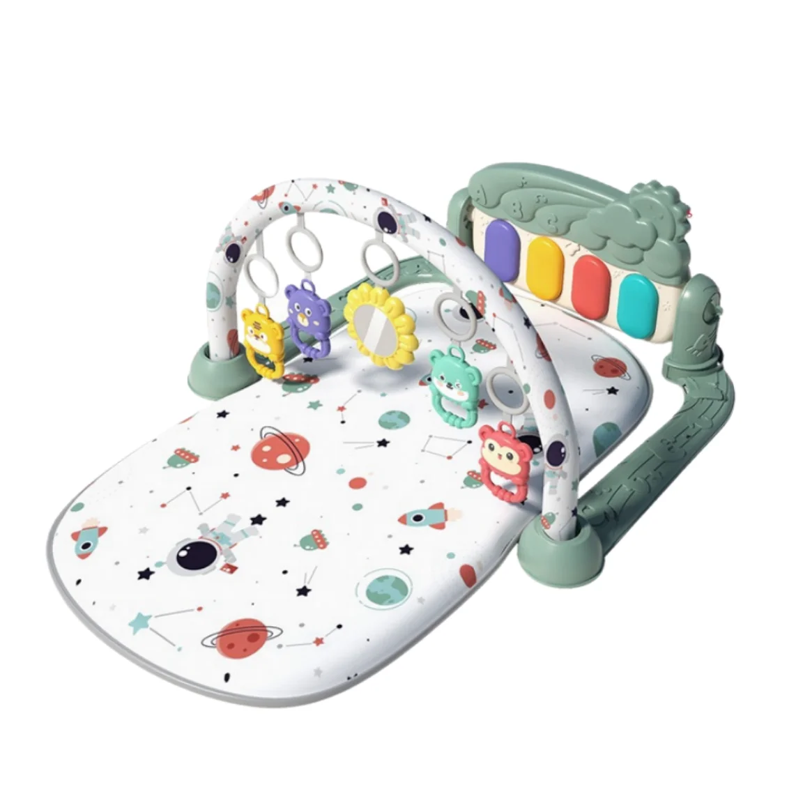 Allogogo Foldable Fitness Rack Keyboard Baby Carpet Piano Infant Astronaut Blanket Play Gym Mats Activity Toys With Rattle Music
