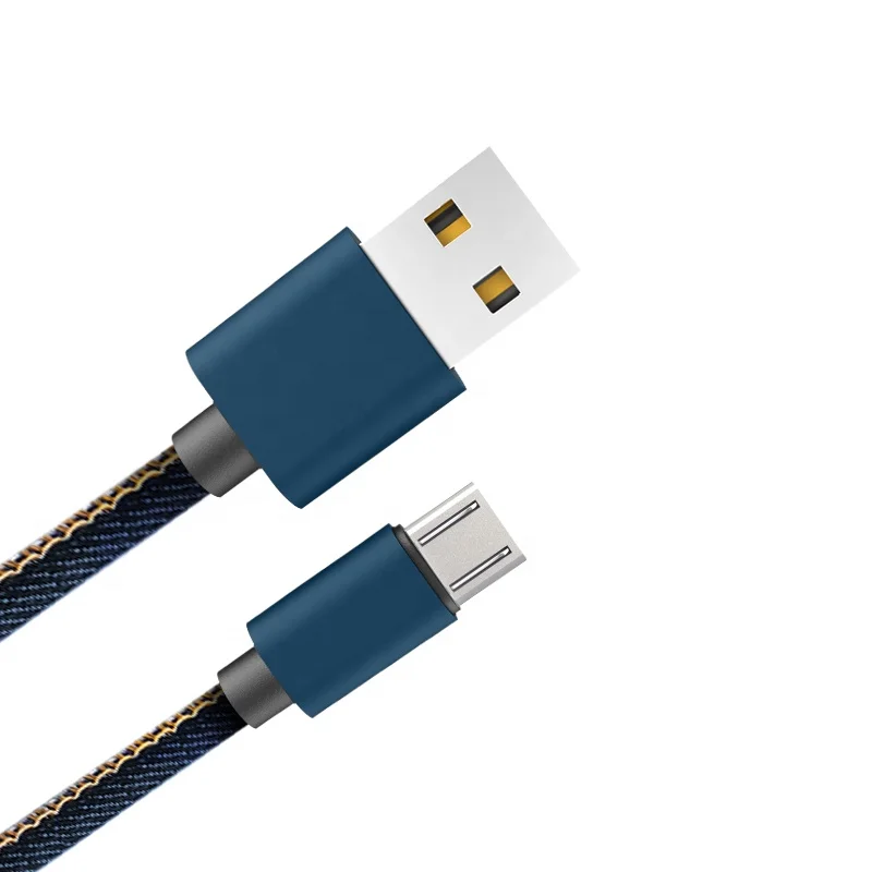 XY-link 2021 Top Popular 10ft/3meters 2.4A  Fast Charger Jean Denim Date Cable for Micro