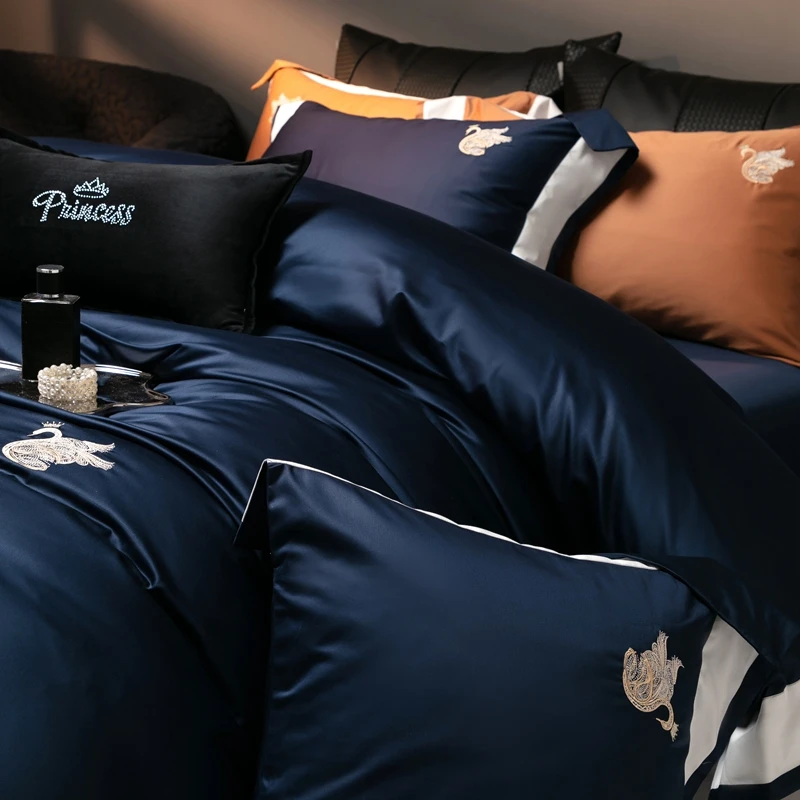 high density 1000tc egyptian canadian cotton bed sheet bedding set pure cotton satin bed sheet set