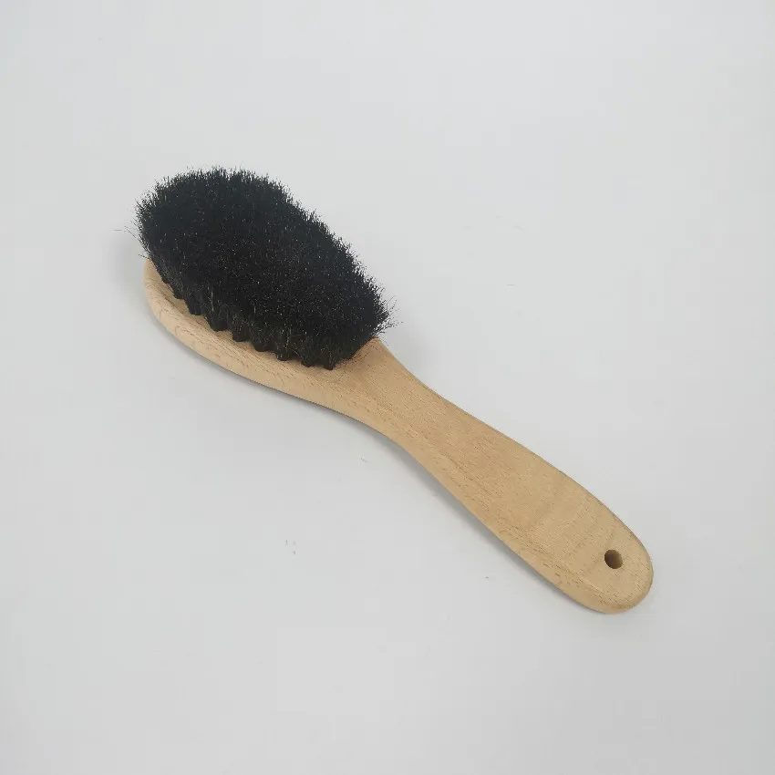 High quality wooden horsehair suit coat clothes brush long handle lint remover cleaning brush for hat clothes