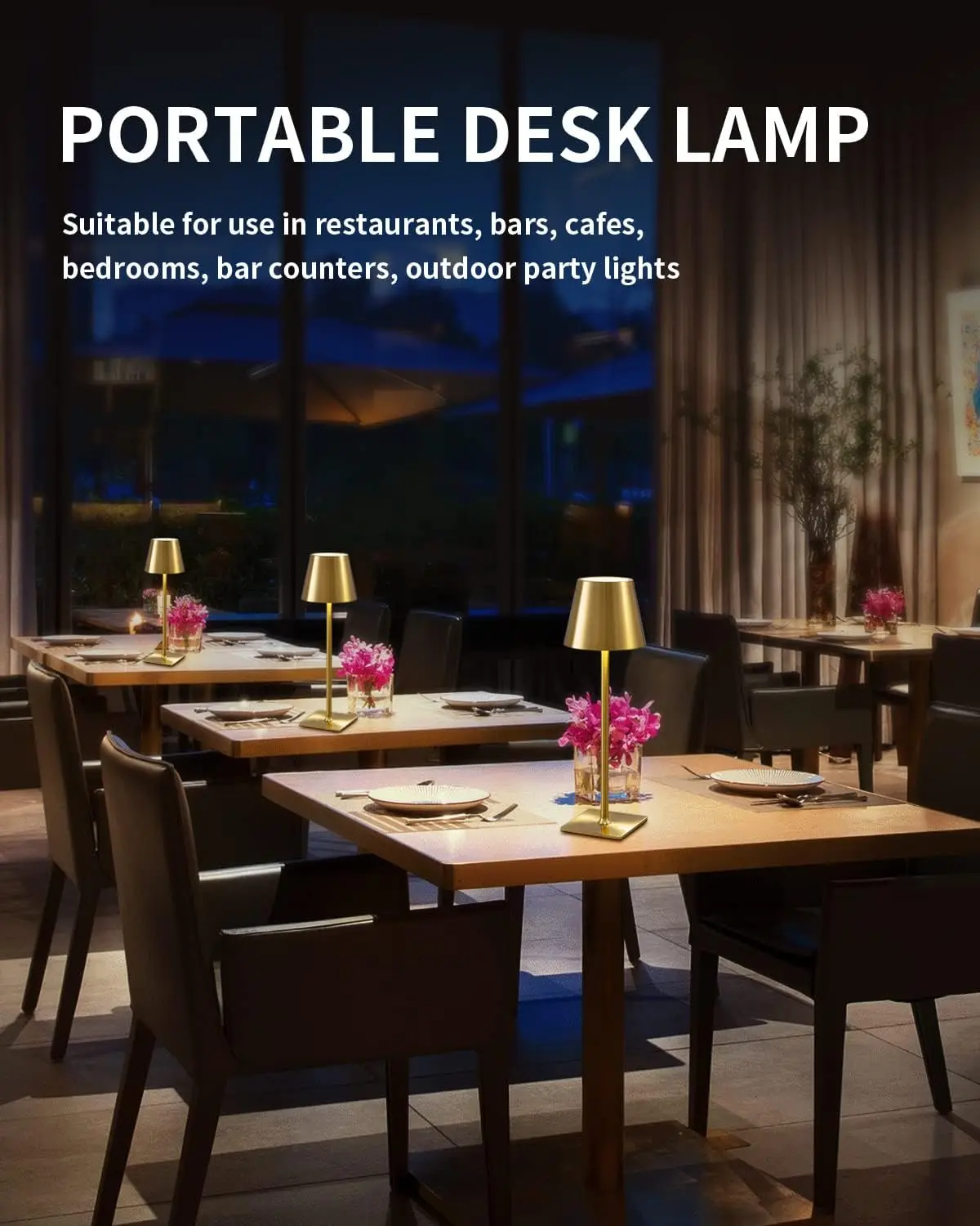 Outdoor Touch Table Lamps Desk Modern Bedroom Light Rechargeable Bar Cordless Restaurant Table Lamp with USB Charging Port