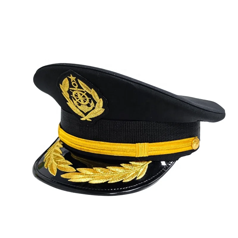 Custom Embroidered Logo Royal Officer Peaked Cap Captain Officer Cap