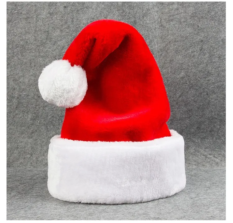 Christmas Party New Year Celebration Supplies Pom Pom Christmas Short Plush Red Soft Warm Winter Christmas Hat