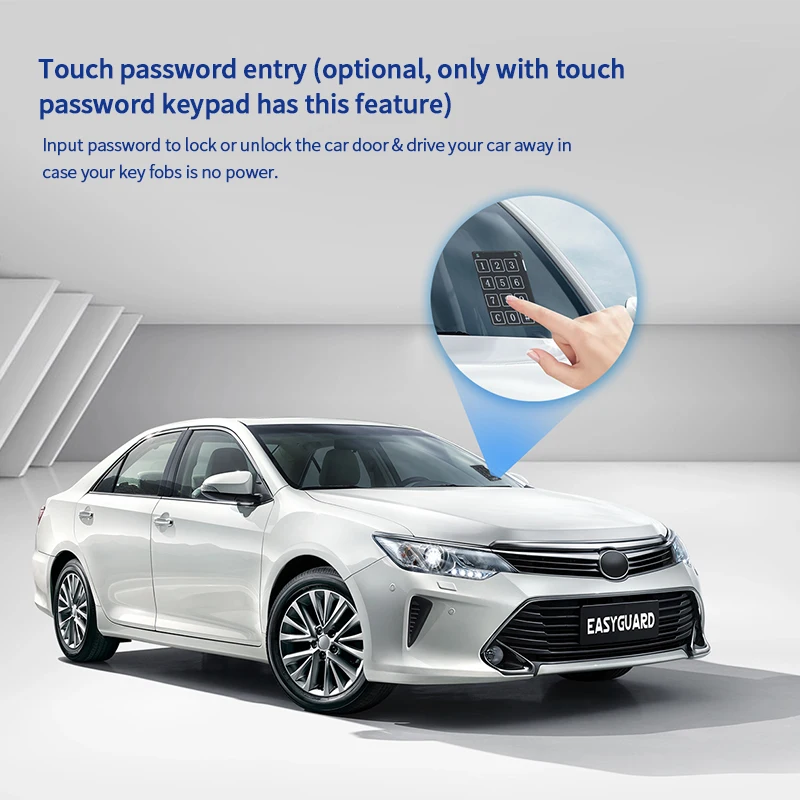 EASYGUARD EC002-FO2 Passive Keyless Entry touch password entry & remote engine start  RFID PKE Car Alarm System