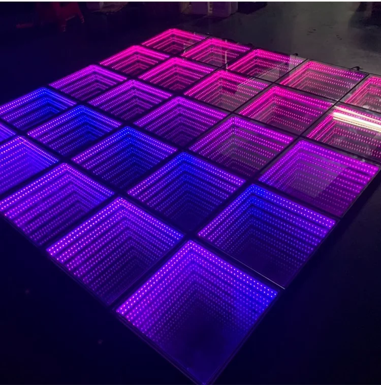 Interactive Dance Floor Fast Set Up Magnet 3d Infinity Mirror Led Dance Floor For LED DJ Light Party Events Dancing Floor Panel