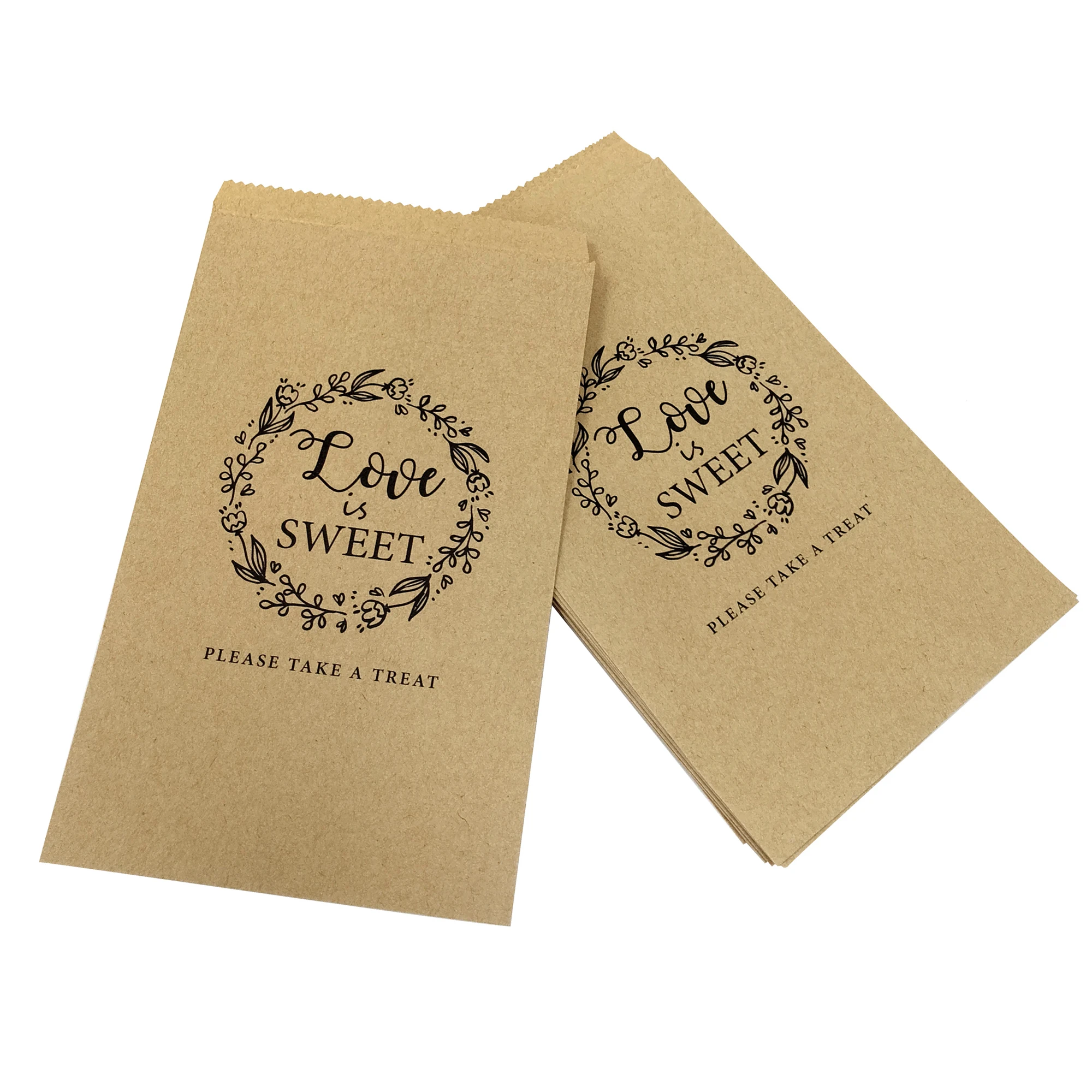 Personalized Wedding Brown Kraft Paper Envelopes Bags Small Gift Bag Gourmet Food Candy Treat Party Flat Paper Bag