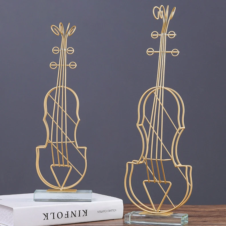 miknow metal violin lute musical instrument gold decor