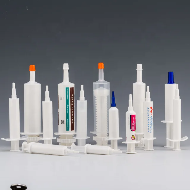 Factory Price 30CC Plastic Injector White Color 30ML Oral Paste Animal Medical Syringe for Packaging Horse/ Sheep Wormer Paste