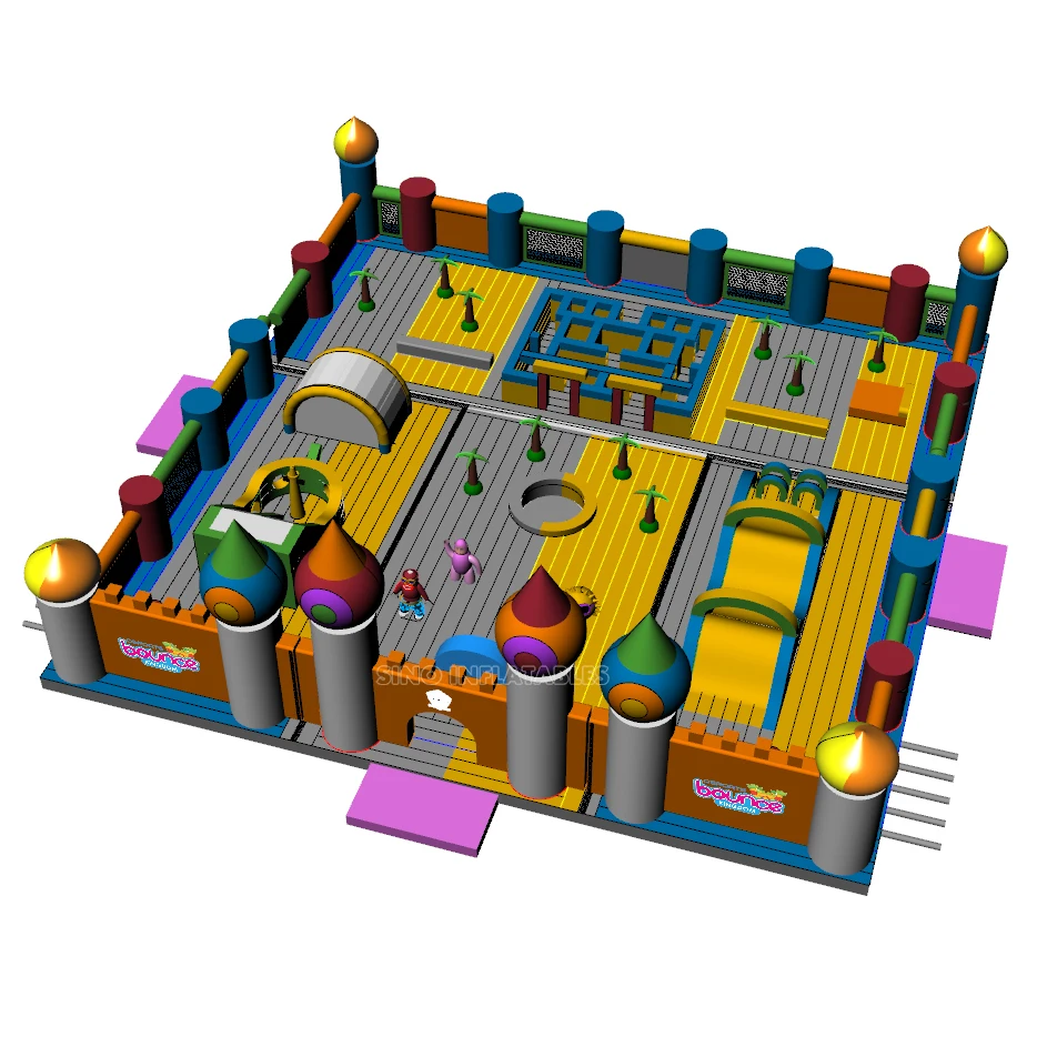 Outdoor 30x30m giant bounce inflatable theme park with popular games for kids N adults from Sino inflatables factory