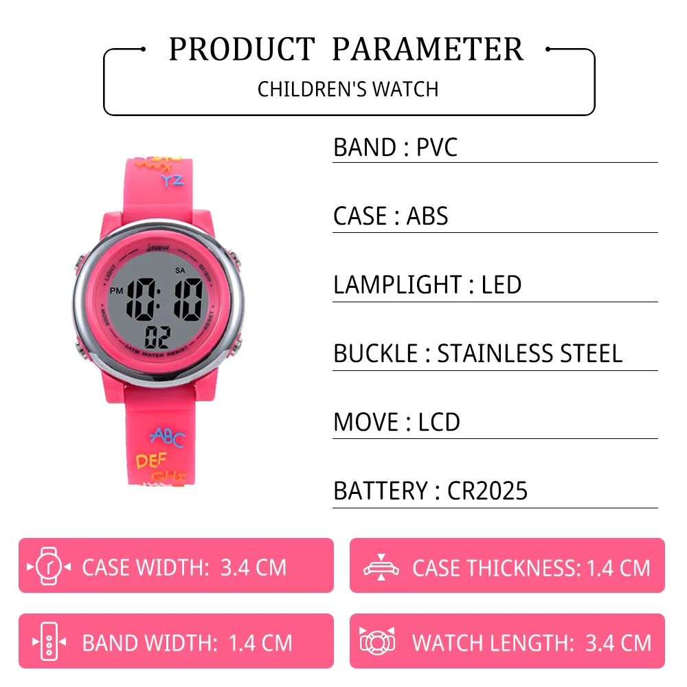 China Waterproof Kids LED Watch with LCD Chronograph Display LED Analog & Digital Sport Cartoon Features Alarm for New Age