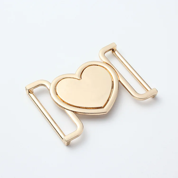 Factory Wholesale New Attractive Metal Interlock Heart Shape Belt Buckle Front Closure For Clothing Accessories Metal Buckle