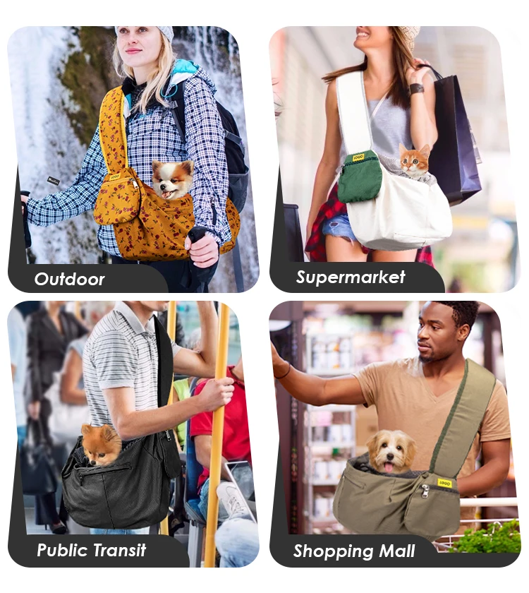 Comfortable Hard Bottom Pet Sling Bag Adjustable Wide Straps Dog Single Shoulder Bag Portable Outdoor Sling Travel Dog Bag