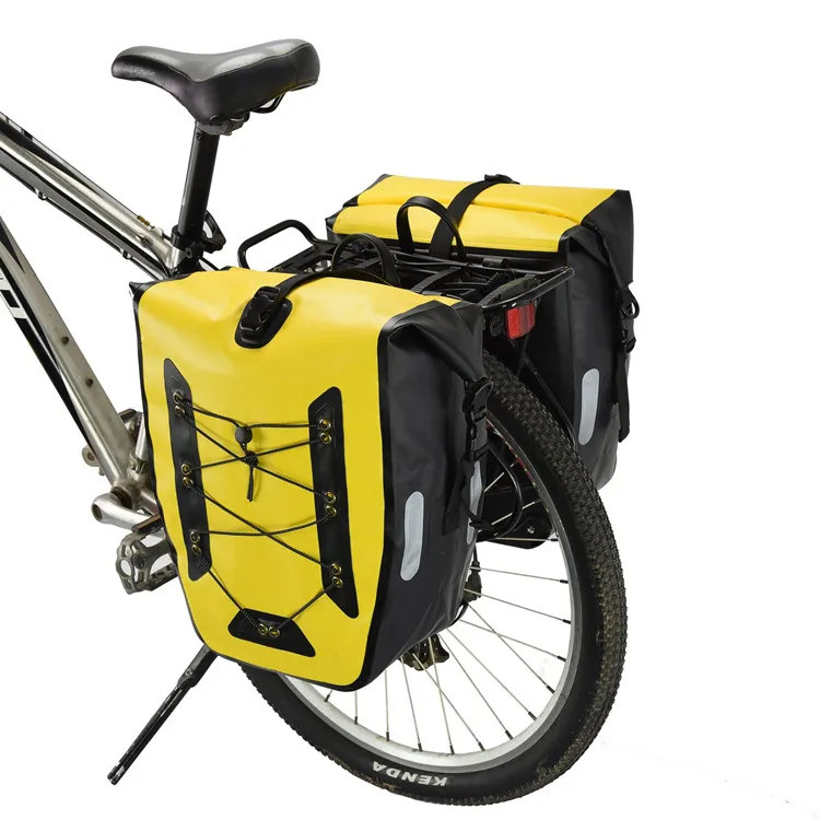 100% Waterproof 500D PVC 25L Foldable Bicycle Seat pannier Carry Bag Pannier Bicycle Double Rear Bike Bag