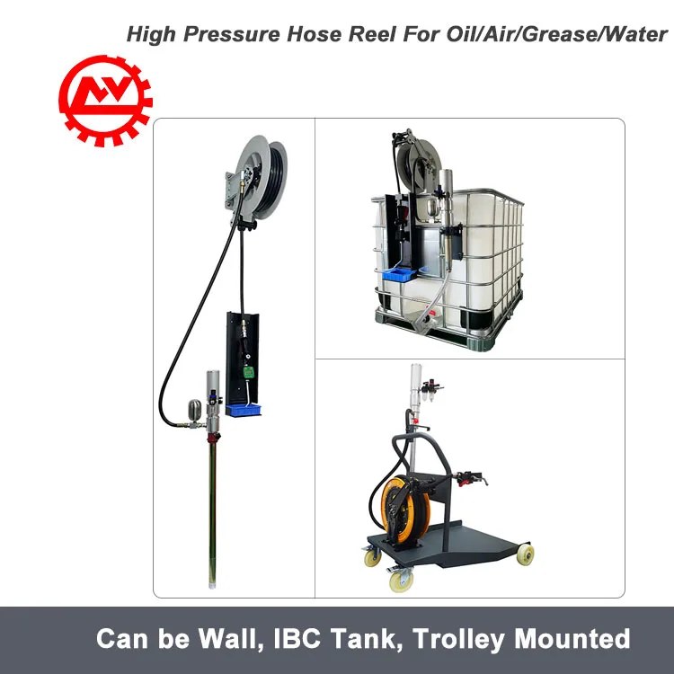 Commercial 3/8' 50FT Multipurpose Heavy Duty Retractable Auto Hose Reel for Water and Oil