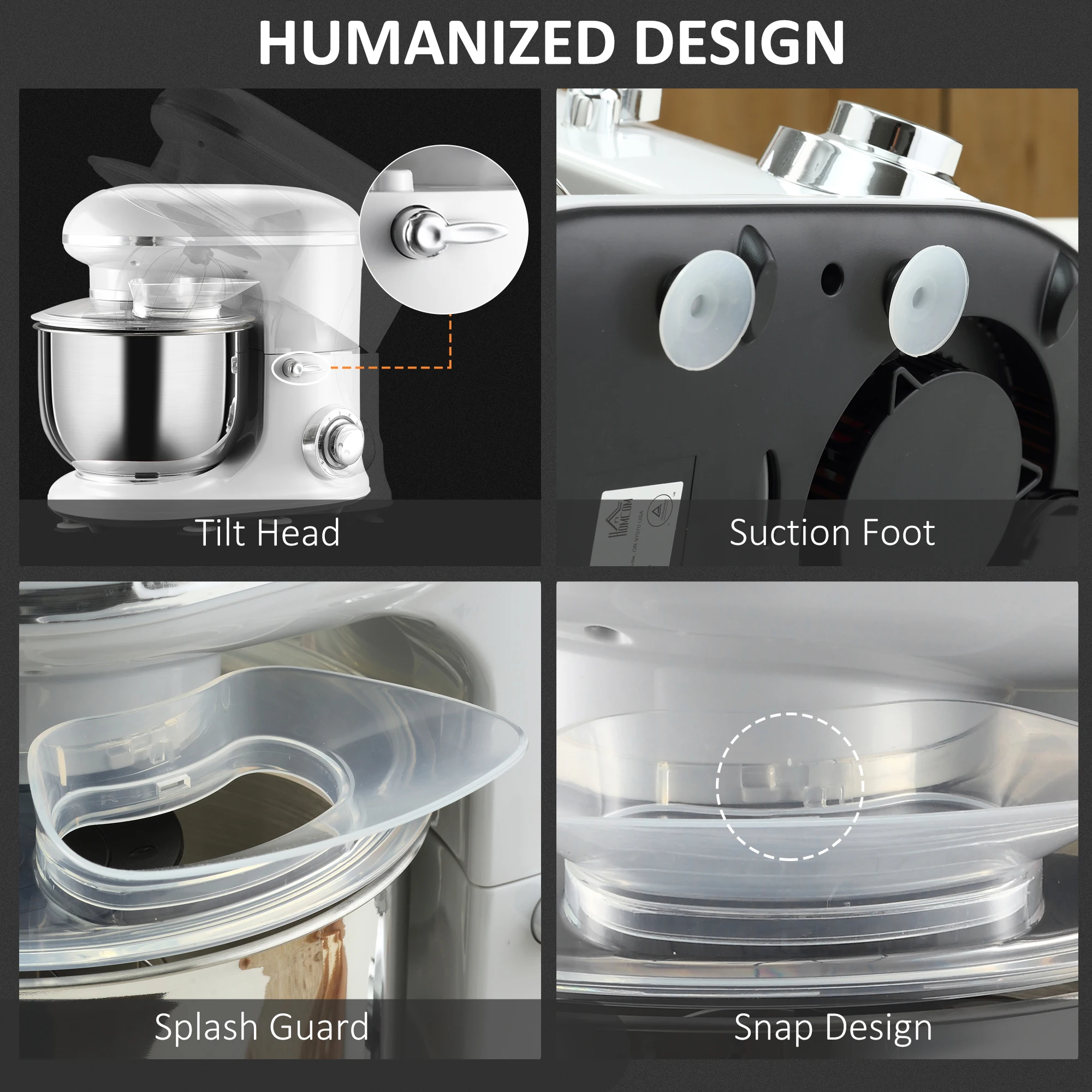 Stand Mixer with 6+1P Speed 600w With 6 Qt Stainless Steel Mixing Bowl Beater Dough Hook#Shipping from US warehouse