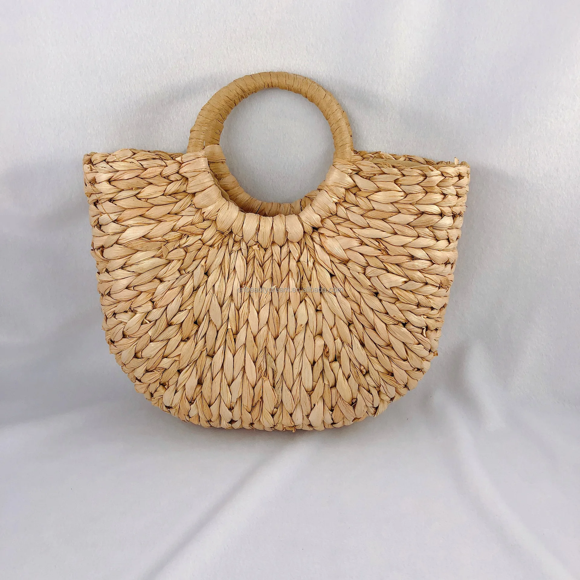 Hot fashion handmade crocheted brown paper straw backpack with cotton rope straps