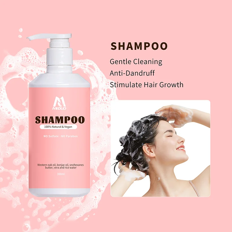 MIDUO OEM 300ML Anti Dandruff Stimulate Growth Gentle Cleaning Hair Vitamin Customized Biotin Rich Natural Vegan Soft Shampoo