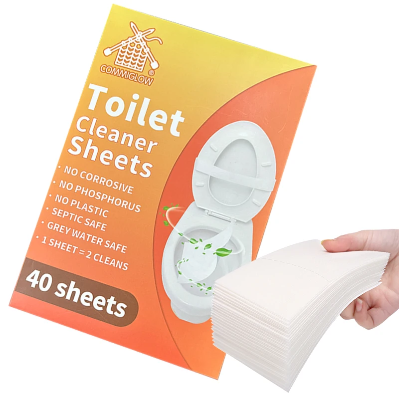 COMMIGLOW Toilet Bowl Cleaner Strips Portable Disposable Toilet Cleaning Sheet Toilet Cleaning Tablets For Household Cleaner