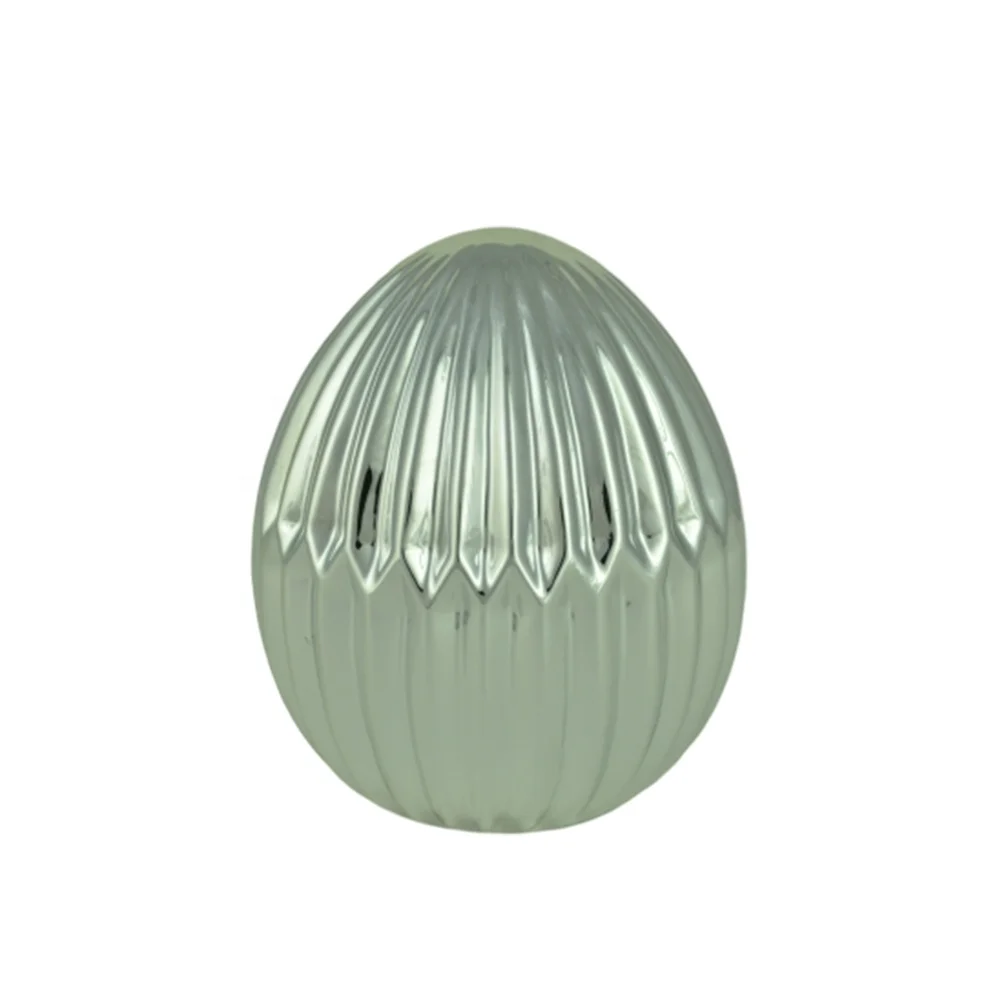 Easter Gifts Decoration Relief Texture Electroplating Silver Ceramic Egg