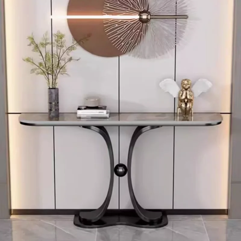 Gold Console Table Modern Sofa Table For Living Room Hallway Marble Black White Narrow Entryway Table CECX004