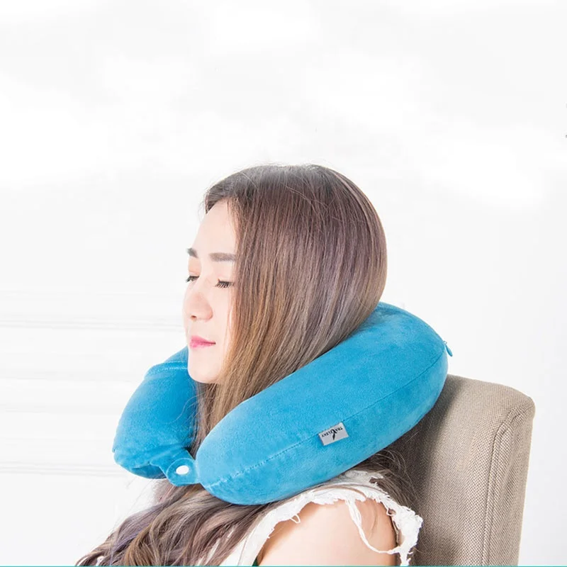 Adult Cozy Soft Velvet Fabric Hygroscopic 100% Pure Memory Foam Neck Pillow