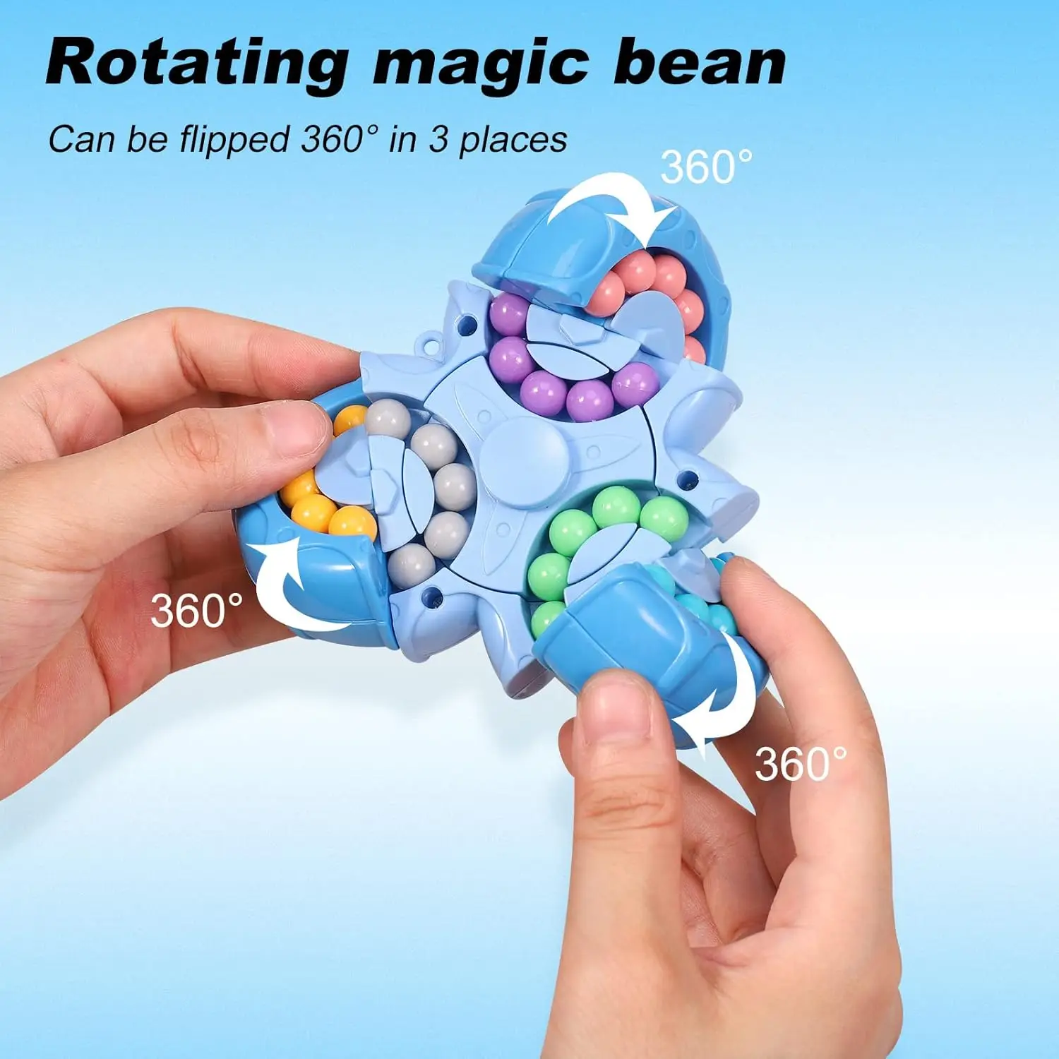 Magic Bean Puzzle Toy, Rotating Magic Bean Fidget Toys 2-in-1, Magic Ball Brain Teaser STEM Game