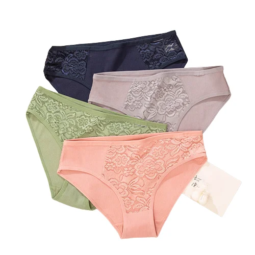 3XL  Female Floral Panties Lace Lingerie Plus Size Lace Pajamas Underwear Cotton briefs for women