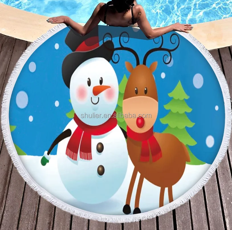 Customizable Microfiber Beach Towel with round Tassel Breathable and Absorbent Featuring Custom Design for Home