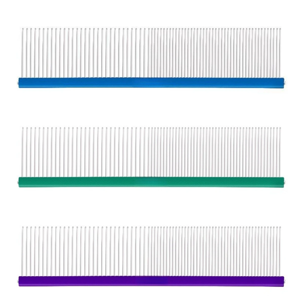 OEM Peines de acero inoxidable Pet Professional Pet comb Stainless Steel Pet Grooming  comb with Dense teeth + wide teeth design