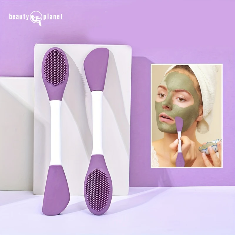 Beauty Planet Custom Face Silicone Brush for Facial Cleans Brush Eouble Ended Silicone Facial Cleansing Mask Clay Brush Spa Tool