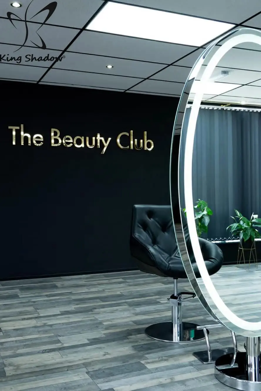  Modern Salon Furniture Luxury Oval Lighted Mirror Double Sided Styling Stations