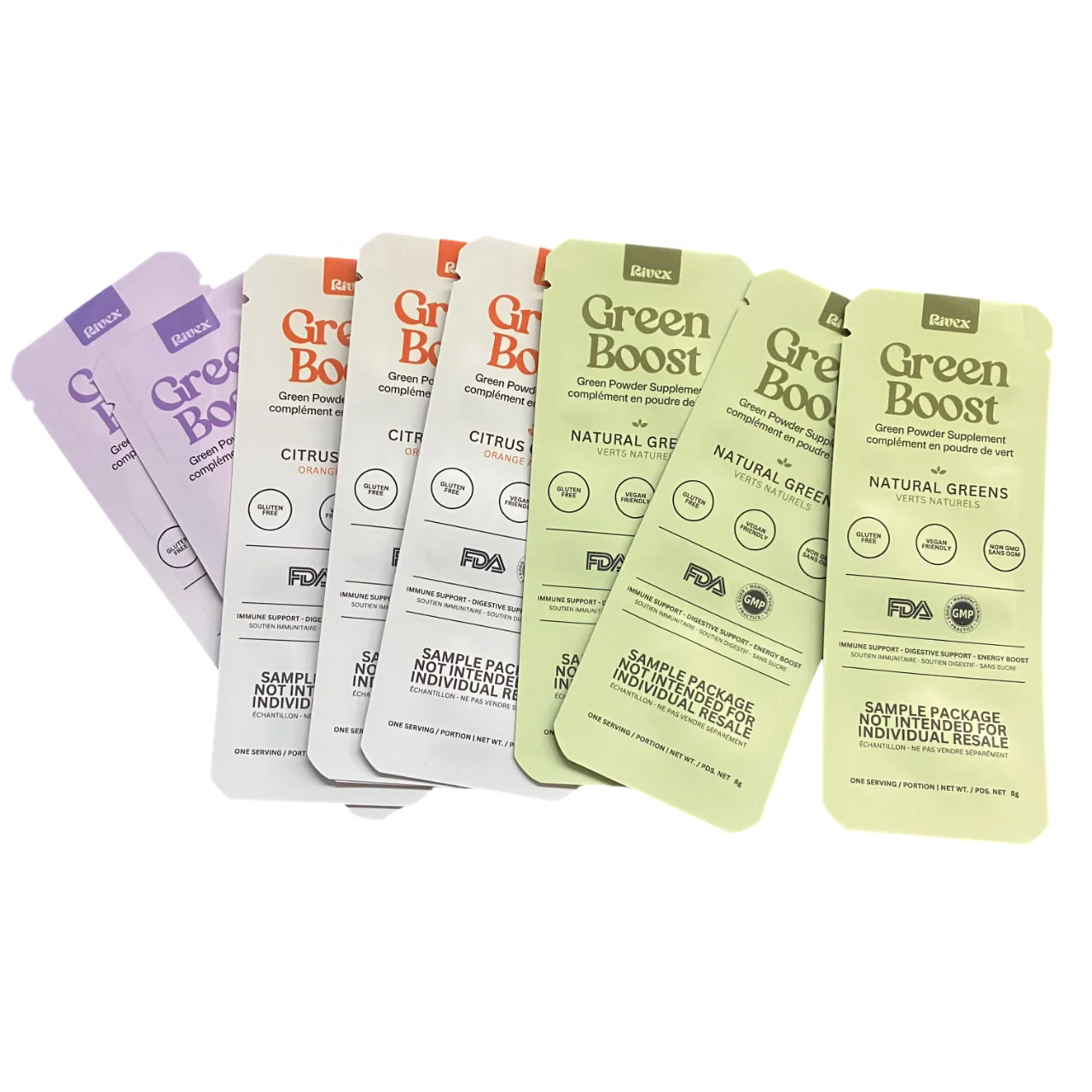 Three Side Seal Sample Packet Packaging Custom Aluminum Foil Small White Purple Sachet Pouch For Cosmetic Plastic Bag