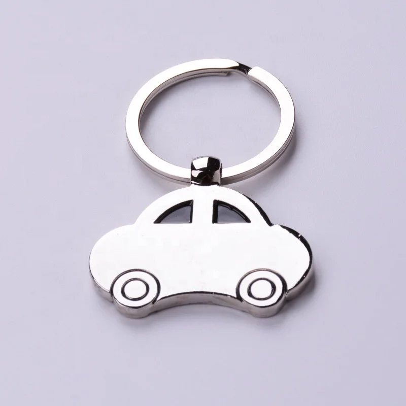 Designer Key Chains Car Shaped Keyring Chrome Metal Silver Keychain for Keys Promotional Gifts