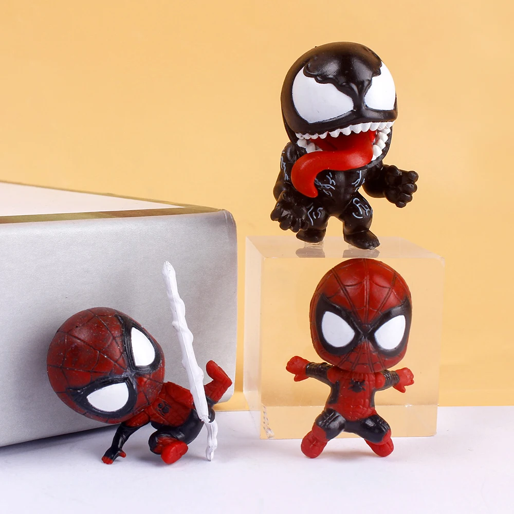 Q version of Spider 5 sets of Venom cartoon peripheral hero model twisted egg doll boys birthday cake decoration