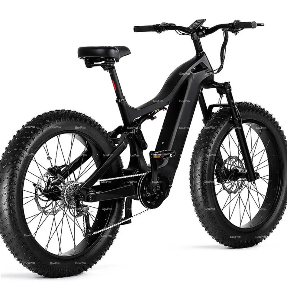 2023 gonped fatbike integrated battery emtb full suspencion ebike carbon fiber frame bafang m620